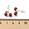 Cherry Brass Enamel Stud Earrings EJEW-U061-01G-5