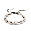 Natural Shell Braided Bead Anklet with Synthetic Turquoise Beads AJEW-AN00561-02-1