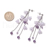 Acrylic Flower Tassel Stud Earrings EJEW-TA00648-01-3