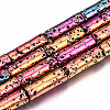 Electroplated Natural Lava Rock Beads Strands G-T114-76-2