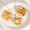 Vintage 304 Stainless Steel Flat Round Pendant Necklaces & Stud Earrings Sets for Women LD8078-1-3