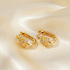 Elegant Brass Clear Cubic Zirconia X-shaped Hoop Earrings KK9817-3
