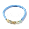 Round Stone & Polymer Clay Heishi Beads Stretch Bracelets Sets BJEW-JB07436-3
