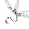 Acrylic Heart Pendant ABS Plastic Imitation Pearl & Glass Seed Beaded Double Layer Necklaces NJEW-JN05290-02-5
