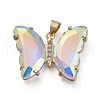 Brass Micro Pave Clear Cubic Zirconia Pendants ZIRC-P079-A01-02-1