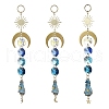 Wire Wrapped Bullet Electroplated Natural Quartz Crystal  & Glass Pendant Decoration HJEW-JM03122-03-2
