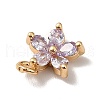 Brass Cubic Zirconia Flower Charms KK-O141-01G-05-3