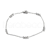 Non-Tarnish 304 Stainless Steel Round Beaded Link Chain Bracelets for Women BJEW-D033-01P-1