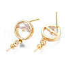 Brass Micro Pave Cubic Zirconia Stud Earring Findings KK-N233-138-2