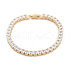 Brass Pave Clear Cubic Zirconia Square Link Bracelets BJEW-B094-09G-1