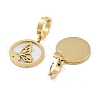 Left and Right Flat Round with Butterfly 304 Stainless Steel Shell Dangle Earrings EJEW-L283-071G-2