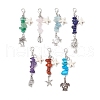 Chakra Natural & Synthetic Gemstone Chips Starfish Pendant Decoration HJEW-JM03004-1