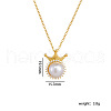 Brass Micro Pave Clear Cubic Zirconia Crown Round Shell Pearl Pendant Nekclaces FS-WG448F8-01-2