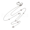 304 Stainless Steel Crystal Rhinestone Heart Lariat Necklaces NJEW-R026-10P-4