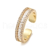 Brass Micro Pave Cubic Zirconia Cuff Rings for Women RJEW-F182-01G-4