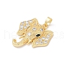 Brass Micro Pave Clear Cubic Zirconia Pendants KK-R213-21G-2