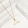 Ion Plating(IP) 304 Stainless Steel & Plastic Whale Tail Pendant Cable Chain Necklaces for Women NJEW-P320-11G-02-3