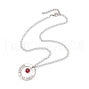 3Pcs 3 Styles Flat Round Forever in My Heart Alloy Glass Pendant Necklaces NJEW-JN05018-5