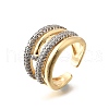 Brass Micro Pave Cubic Zirconia Adjustable Cuff Rings RJEW-V007-04GP-4
