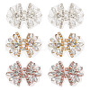  6Pcs 3 Colors Alloy with Glass Rhinestone Bowknot AJEW-NB0006-23-1