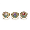 (Jewelry Parties Factory Sale)Brass Enamel Cuff Rings RJEW-H538-21G-1