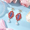 Transparent Electroplate Glass Beads Rhombus with Bowknot Dangle Stud Earrings EJEW-MZ00430-01-1