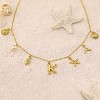 Summer Brass Initial Letter Starfish Shell Shaped Pendant Bib Necklaces for Women FS-WGBCAD2-21-2