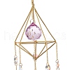 Moon & Fairy Iron AB Color Chandelier Decor Hanging Prism Ornaments HJEW-P012-05G-5