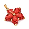 Handmade Glass Seed Beaded & Synthetic Dyed Imperial Jasper Beads Pendants PALLOY-MZ00751-05-4