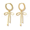 Bowknot Brass Micro Pave Clear Cubic Zirconia Hoop Earrings for Women EJEW-A110-02G-2