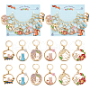 12Pcs 6 Style Alloy Enamel Round Ring with Cat Charm Locking Stitch Markers HJEW-PH01682-1