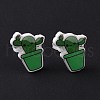 Acrylic Cute Plants Stud Earrings with Plastic Pins for Women EJEW-F293-01B-3