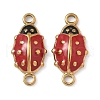 304 Stainless Steel Enamel Ladybug Connector Charms STAS-U056-01G-2