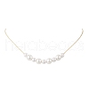 Adjustable Shell Pearl Round Beaded Braided Necklaces NJEW-JN05328-2