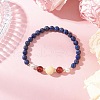 Shell Pearl Bead & Dyed Natural Lapis Lazuli & Yellow Jade & Carnelian Beaded Stretch Bracelets for Women BJEW-JB11938-03-1