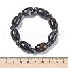 Natural Agate Bead Stretch Bracelets G-P570-01H-5