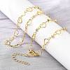 Brass Heart Star Link Chain Necklaces for Women NJEW-D314-02G-3