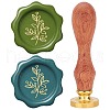 Brass Wax Seal Stamps with Rosewood Handle AJEW-WH0412-0106-1