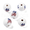 Independence Day Theme Wood European Beads WOOD-M011-07C-1