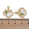 Brass & Shell & Clear Cubic Zirconia Charms KK-G497-18G-3