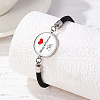 Alloy Glass Flat Round Link Bracelets WG69686-07-1