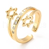 Clear Cubic Zirconia Star of David Cuff Ring RJEW-M142-03G-1