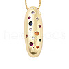Brass Micro Pave Cubic Zirconia Letter Pendant Necklaces KK-Z069-01G-I-1