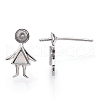 Rhodium Plated 925 Sterling Silver Stud Earring Findings STER-T004-39P-3