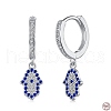 Rhodium Plated 925 Sterling Silver Micro Pave Cubic Zirconia Hoop Earrings for Women EJEW-P231-65P-2