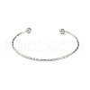 Non-Tarnish 304 Stainless Steel Textured Open Cuff Bangles for Women BJEW-S155-03P-2