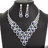 Flower Brass Rhinestone Pendant Necklaces & Stud Earrings Sets FS-WG97465-01-1