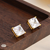 Elegant S925 Clear Cubic Zirconia Square Stud Earrings XG6248-1