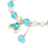 4Pcs 4 Colors Brass Glass Beads Stretch Bracelets BJEW-JB11769-5