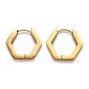 304 Stainless Steel Hexagon Huggie Hoop Earrings STAS-J033-03C-G-2